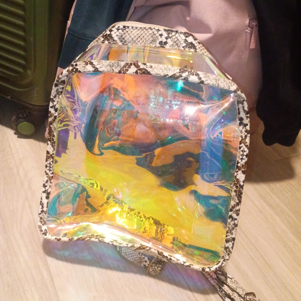 Holographic Snake Print Backpack